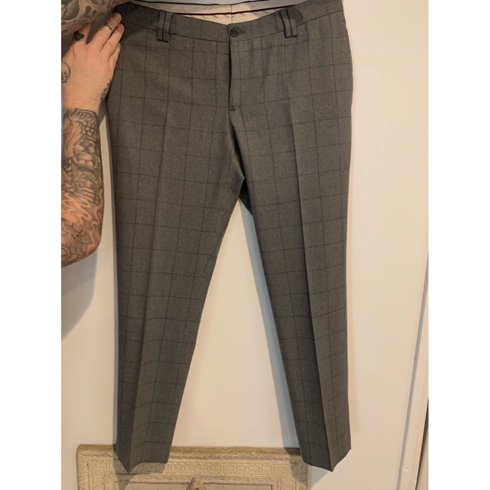 Gray Zara Checkered Dress Pants